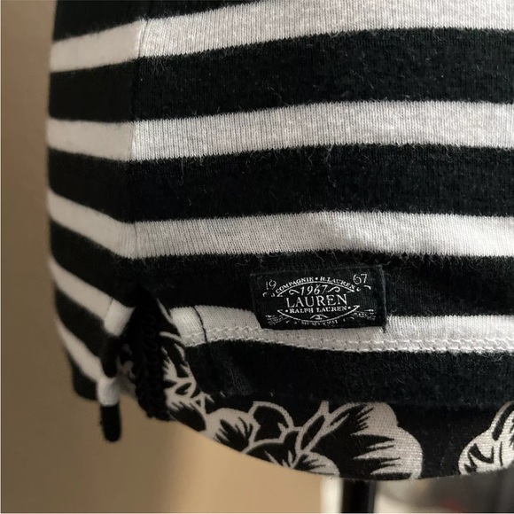 Lauren Ralph Lauren Black & White Striped Short Sleeve Blouse Women Size Small - Picture 4 of 6